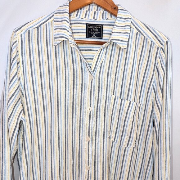 Abercrombie & Fitch | Linen Blend Button Down in White, Butter Yellow, Blue | XL - Picture 1 of 9